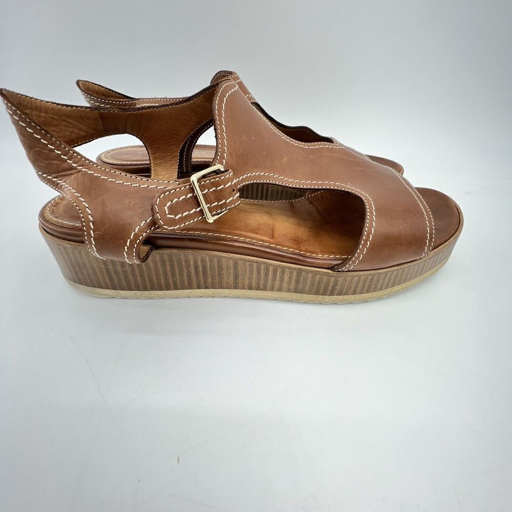 Ann Mashburn T Strap Brown Leather sandals size 40 - Picture 6 of 7
